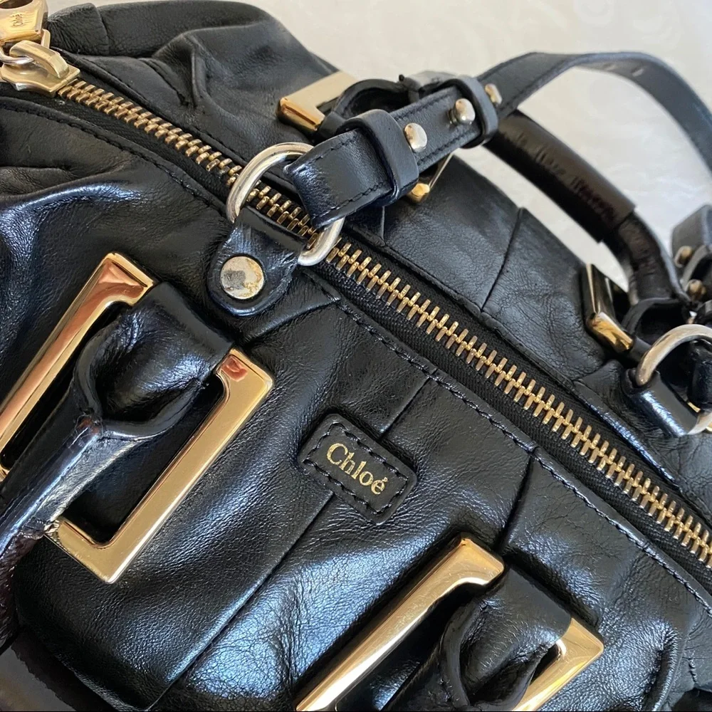 Chloe small black leather 2 way bag